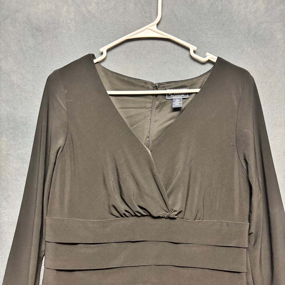 American Living Black Tiered Ruffle Sheath Dress Size 10 V Neck Cocktail